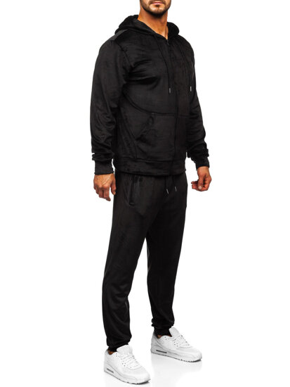 Men's Velour Tracksuit with hood Black Bolf D006