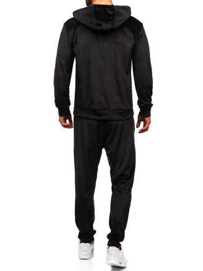 Men's Velour Tracksuit with hood Black Bolf D006