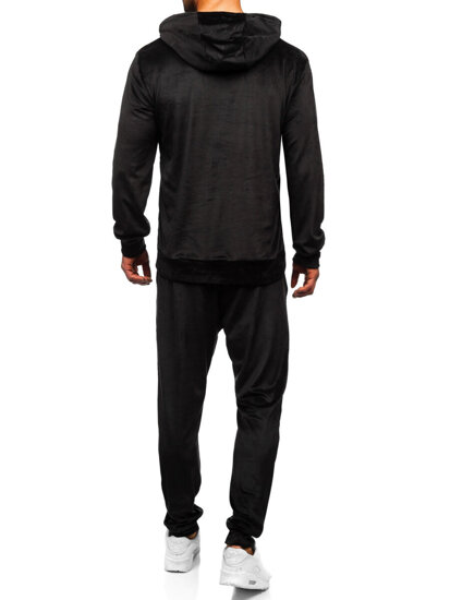 Men's Velour Tracksuit with hood Black Bolf D007