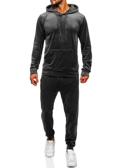 Men's Velour Tracksuit with hood Graphite Bolf 8C1171