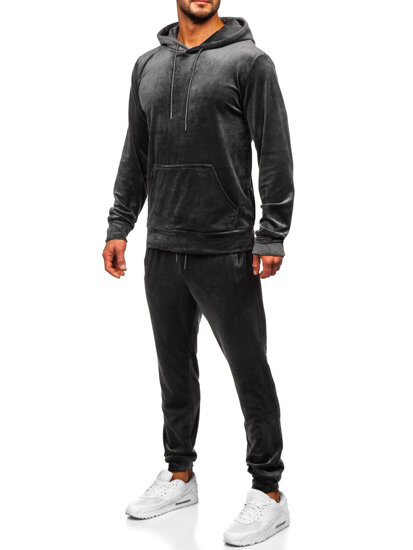 Men's Velour Tracksuit with hood Graphite Bolf 8C1171