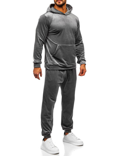 Men's Velour Tracksuit with hood Grey Bolf 0002A