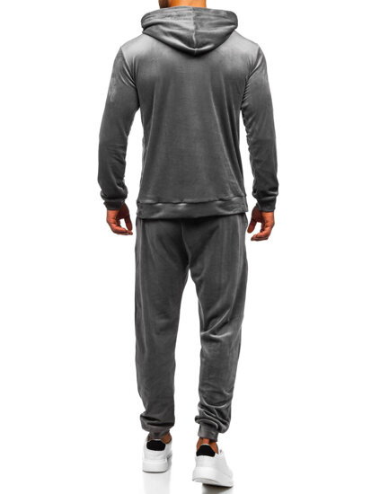 Men's Velour Tracksuit with hood Grey Bolf 0002A