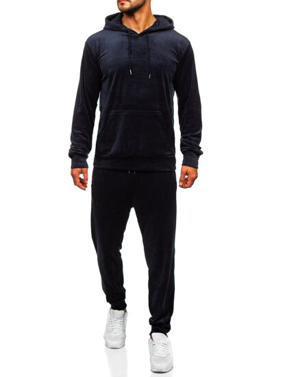 Men's Velour Tracksuit with hood Navy Blue Bolf 8C1171