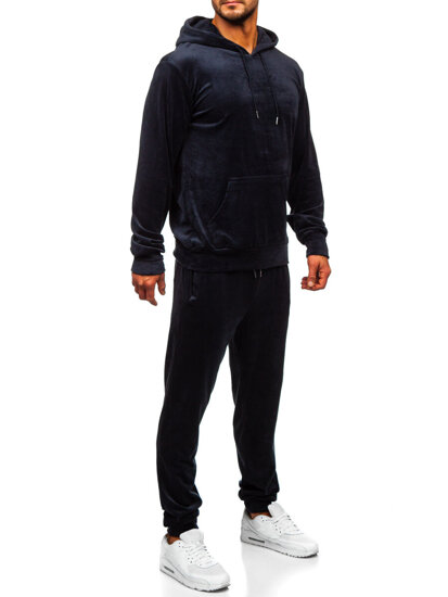 Men's Velour Tracksuit with hood Navy Blue Bolf 8C1171