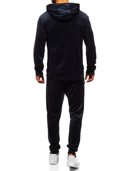 Men's Velour Tracksuit with hood Navy Blue Bolf 8C1171