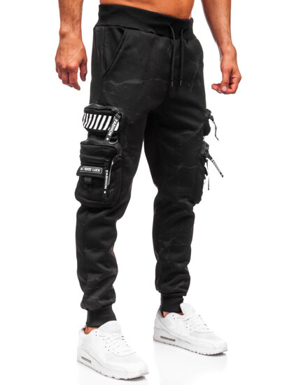 Men’s Warm Cargo Joggers Black Bolf HSS339