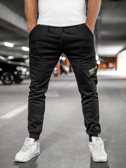 Men's Warm Cargo Sweatpants Black Bolf HW2173