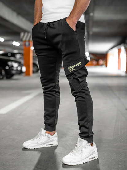 Men's Warm Cargo Sweatpants Black Bolf HW2173