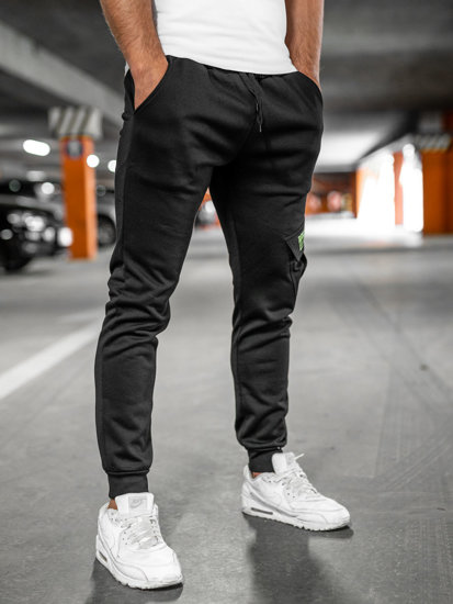 Men's Warm Cargo Sweatpants Black Bolf HW2173