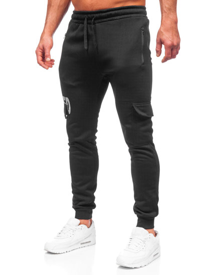 Men's Warm Cargo Sweatpants Black Bolf HW2176