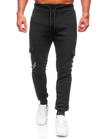 Men's Warm Cargo Sweatpants Black Bolf HW2207