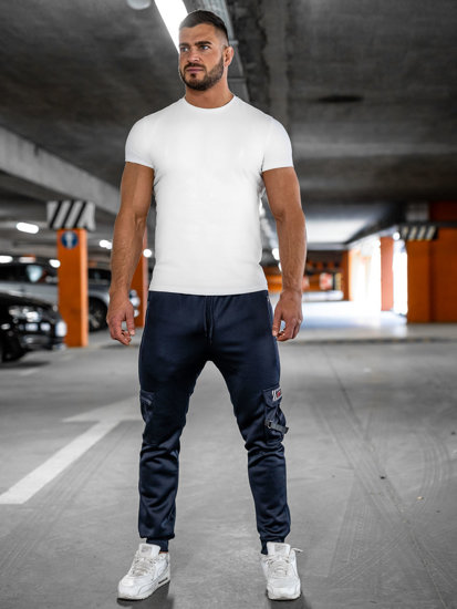 Men's Warm Cargo Sweatpants Navy Blue Bolf HW2206