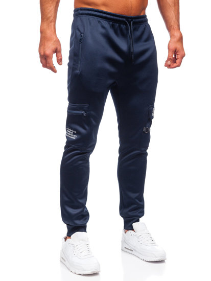 Men's Warm Cargo Sweatpants Navy Blue Bolf HW2206