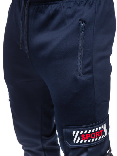 Men's Warm Cargo Sweatpants Navy Blue Bolf HW2206