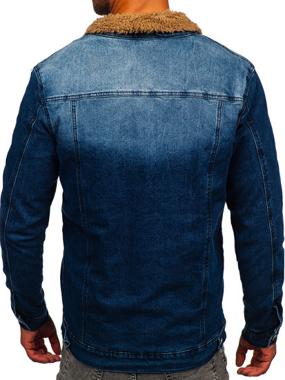 Men's Warm Denim Jacket Navy Blue Bolf MJ520BS