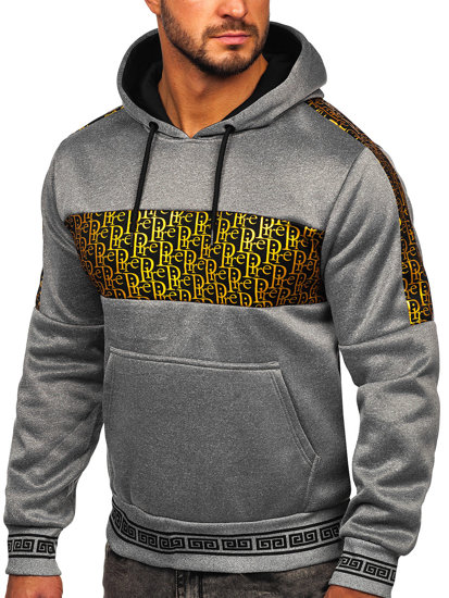 Men's Warm Printed Hoodie Grey Bolf HM526