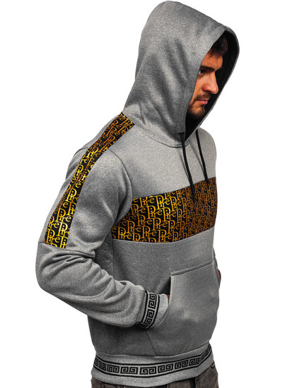 Men's Warm Printed Hoodie Grey Bolf HM526