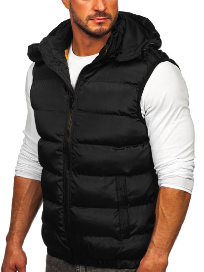 Men's Warm Quilted Gilet with Hood Black Bolf 7129