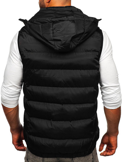 Men's Warm Quilted Gilet with Hood Black Bolf 7129