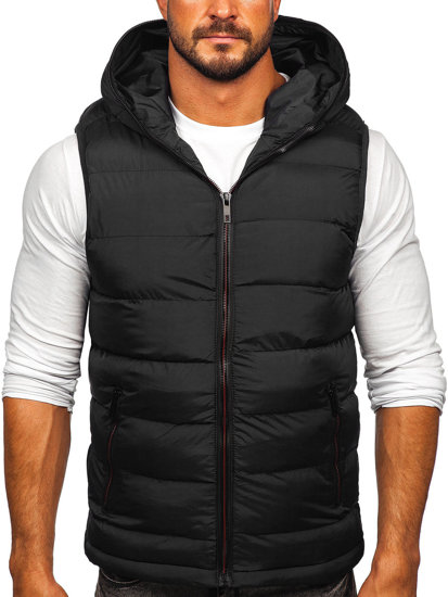 Men's Warm Quilted Gilet with Hood Black Bolf 7M805