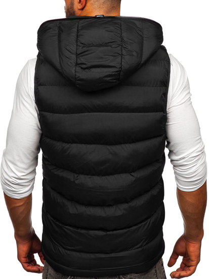 Men's Warm Quilted Gilet with Hood Black Bolf 7M805