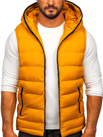 Men's Warm Quilted Gilet with Hood Camel Bolf 7M805