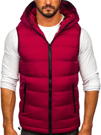 Men's Warm Quilted Gilet with Hood Claret Bolf 7M805