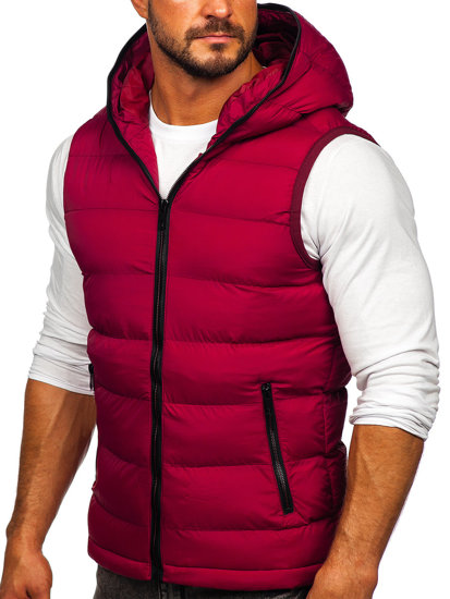 Men's Warm Quilted Gilet with Hood Claret Bolf 7M805