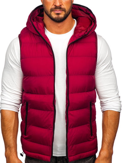 Men's Warm Quilted Gilet with Hood Claret Bolf 7M805