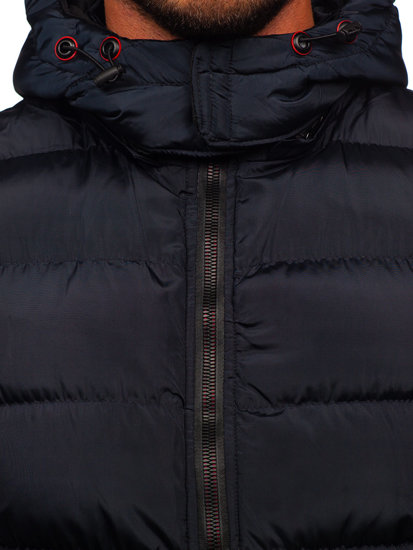 Men's Warm Quilted Gilet with Hood Navy Blue Bolf 7129