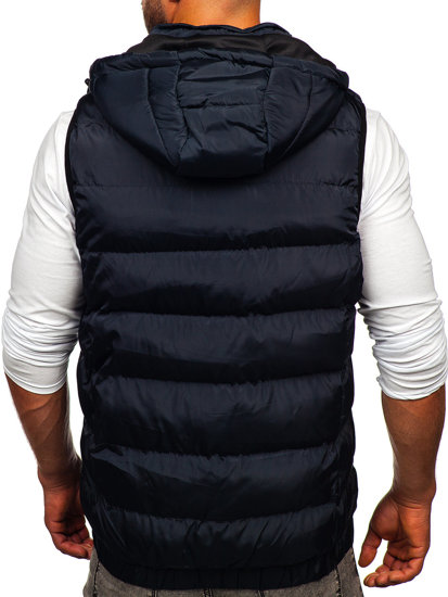 Men's Warm Quilted Gilet with Hood Navy Blue Bolf 7129