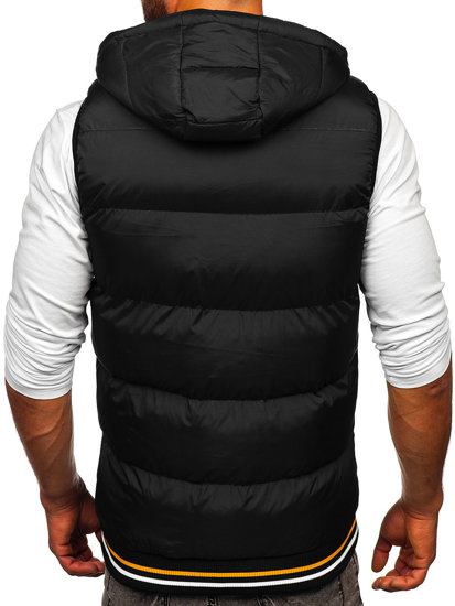 Men's Warm Reversible Quilted Gilet with Hood Black-Camel Bolf 7127