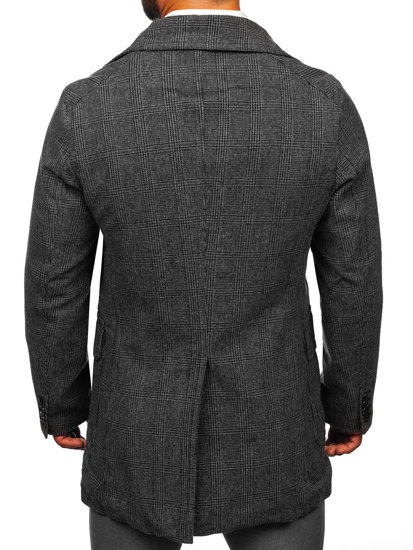 Men's Warm Winter Checkered Coat Graphite Bolf 1191-1