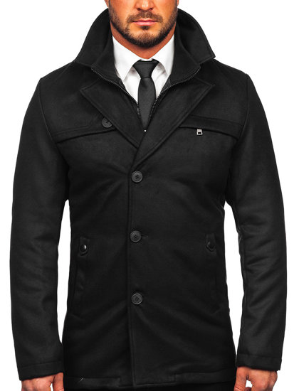 Men’s Winter Coat with Detachable Stand Up Collar Black Bolf M3137