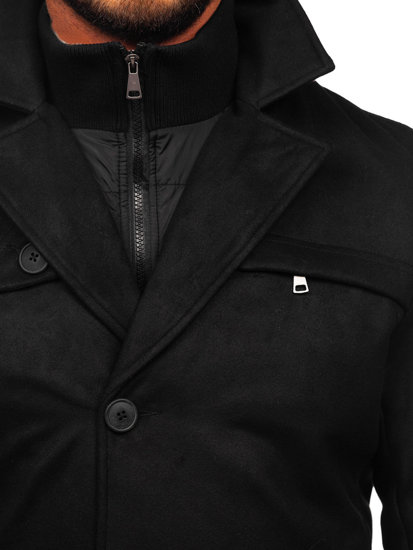 Men’s Winter Coat with Detachable Stand Up Collar Black Bolf M3137