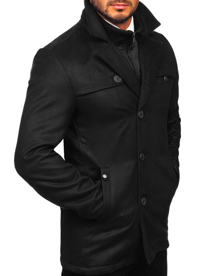 Men’s Winter Coat with Detachable Stand Up Collar Black Bolf M3137