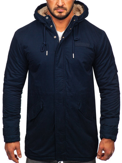 Men's Winter Cotton Parka Jacket Navy Blue Bolf EX838A