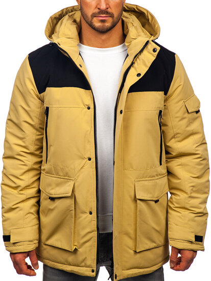 Men's Winter Jacket with hood Beige Bolf 22M322