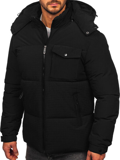 Men's Winter Jacket with hood Black Bolf 19M1292