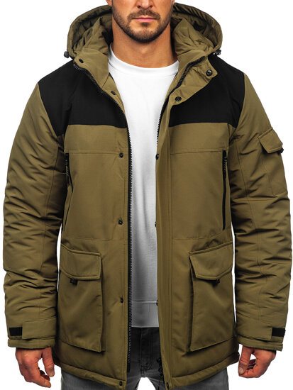 Men's Winter Jacket with hood Khaki Bolf 22M322