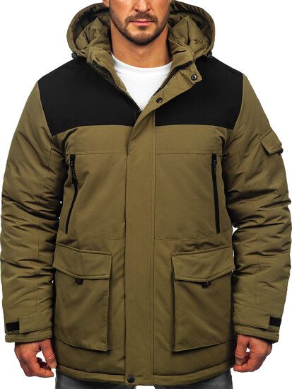 Men's Winter Jacket with hood Khaki Bolf 22M322