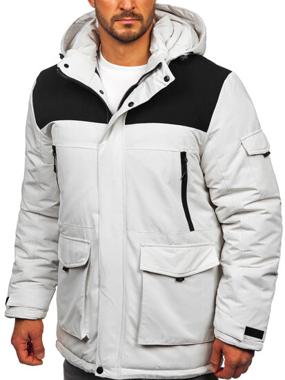 Men's Winter Jacket with hood Light Beige Bolf 22M322