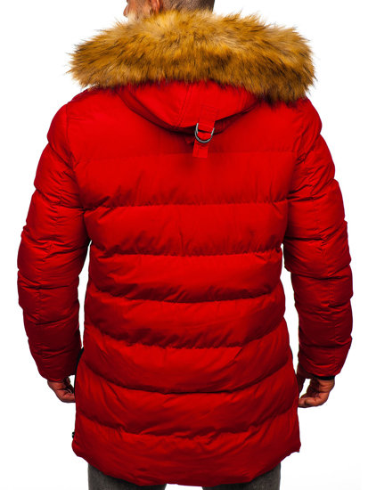 Men's Winter Longline Quilted Jacket Red Bolf 6477