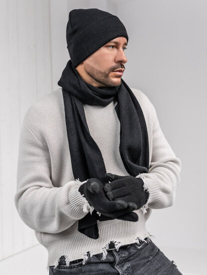 Men's Winter Pack - Beanie, Scarf, Gloves Black Bolf 2025007