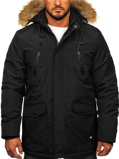 Men's Winter Parka Alaska Jacket Black Bolf WX032