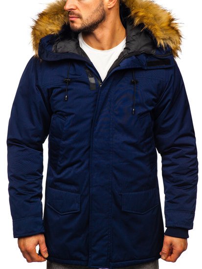 Men's Winter Parka Alaska Jacket Navy Blue Bolf HZ8109