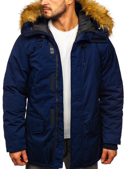 Men's Winter Parka Alaska Jacket Navy Blue Bolf HZ8109