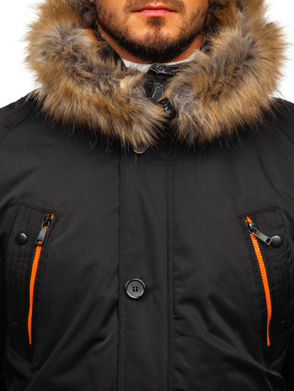 Men's Winter Parka Jacket Black Bolf 1067