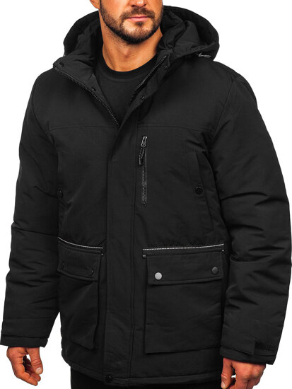 Men's Winter Parka Jacket Black Bolf 22M323